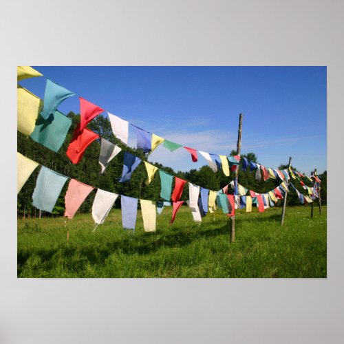 Colorful Buddhist Prayer Flag Photo Poster