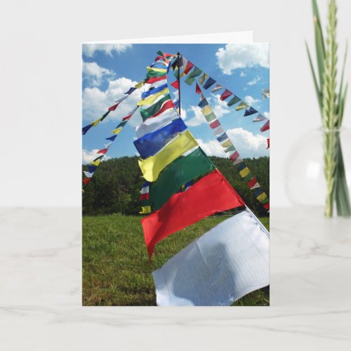 Colorful Buddhist Prayer Flags Pole Photo Card