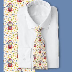 Colorful Budgie Gumball Machine Pattern Fashion Neck Tie