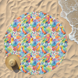 Colorful budgies pattern beach towel