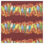 Colorful budgies pattern fabric