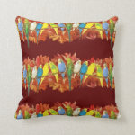 Colorful Budgies Pattern Pillow