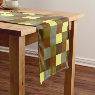 Colorful Buffalo Check Plaid Farmhouse Pattern Short Table Runner