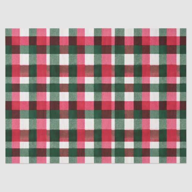 Colorful Buffalo Plaid Christmas Tissue Paper (Front)