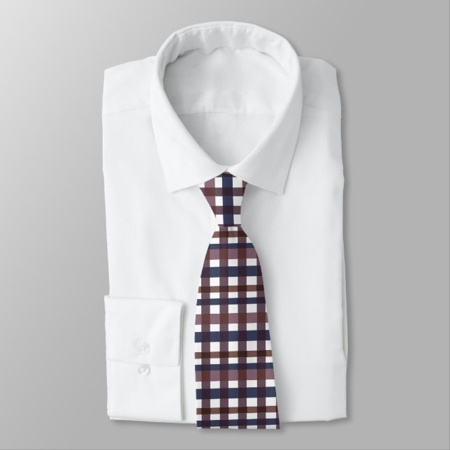 Colorful Buffalo Plaid Gingham  Neck Tie (Tied)