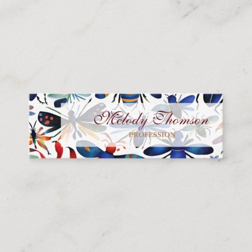 Colorful Bugs Whimsical Insects Art  Mini Business Card