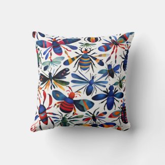 Colorful Bugs Whimsical watercolor Insects Art 