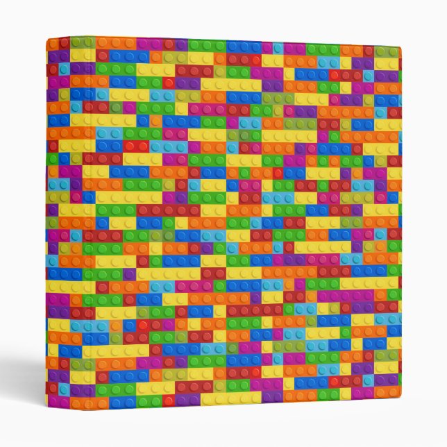 Colorful Building Block Pattern 3 Ring Binder (Front/Spine)