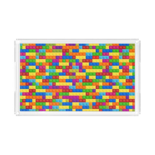 Colorful Building Block Pattern Acrylic Tray