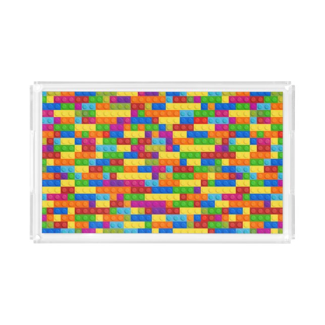 Colorful Building Block Pattern Acrylic Tray (Front)