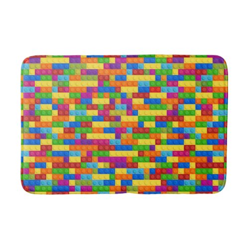 Colorful Building Block Pattern Bath Mat