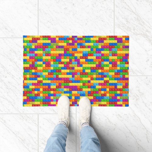 Colorful Building Block Pattern Doormat
