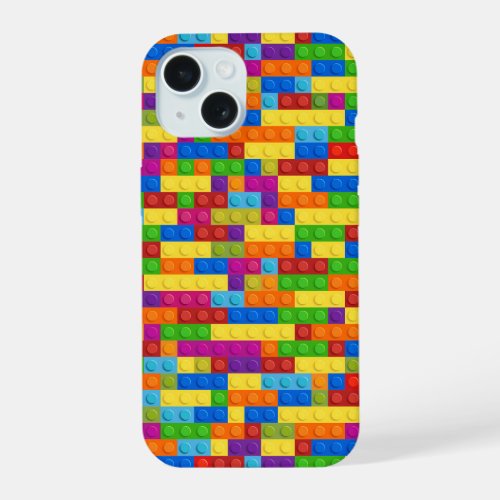 Colorful Building Block Pattern iPhone 15 Case