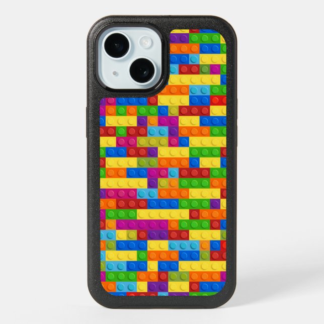 Colorful Building Block Pattern iPhone 15 Case (Back)