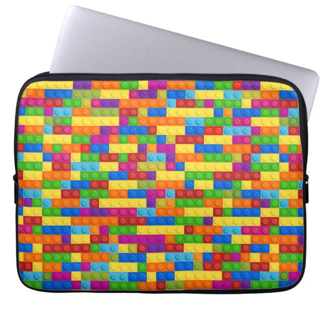 Colorful Building Block Pattern Laptop Sleeve (Front)
