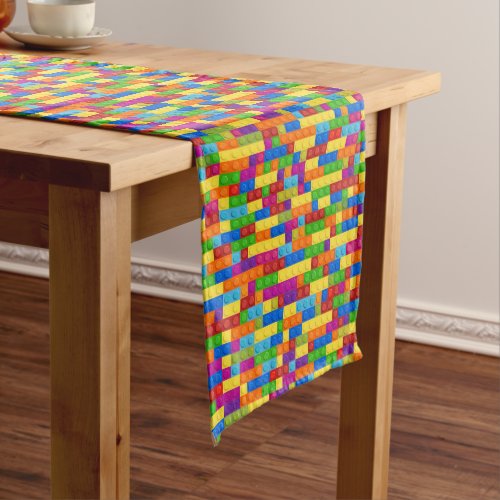 Colorful Building Block Pattern Medium Table Runner