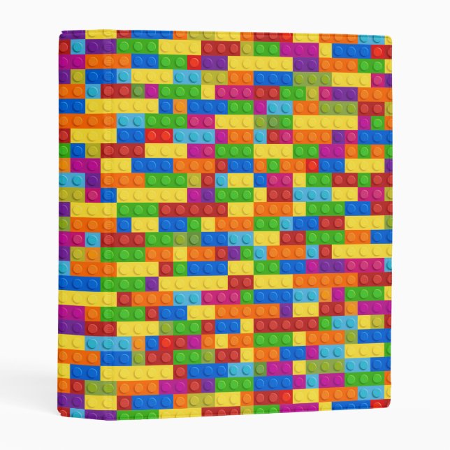 Colorful Building Block Pattern Mini Binder (Front/Spine)