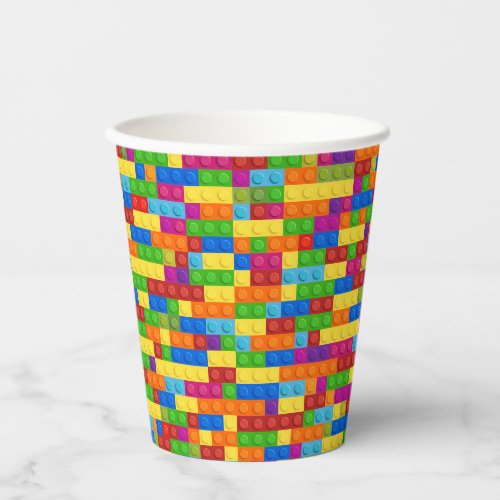 Colorful Building Block Pattern Paper Cups