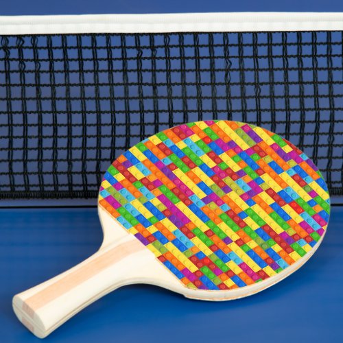 Colorful Building Block Pattern Ping Pong Paddle