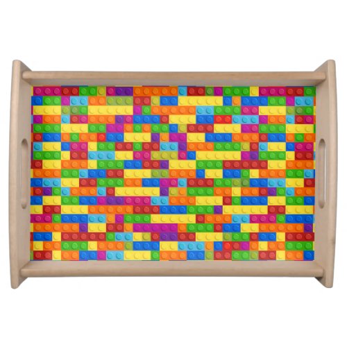 Colorful Building Block Pattern Serving Tray