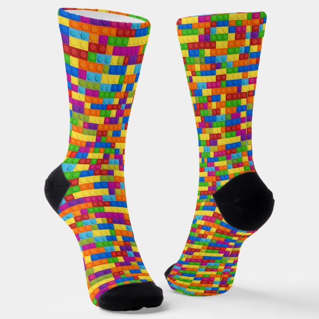 Colorful Building Block Pattern Socks (Angled)