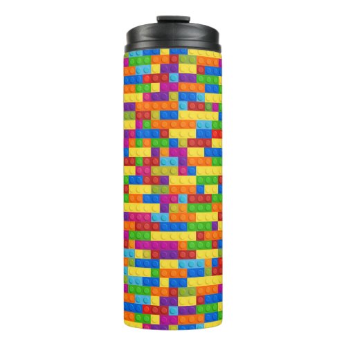 Colorful Building Block Pattern Thermal Tumbler