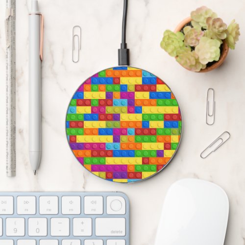 Colorful Building Block Pattern Wireless Charger