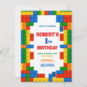 Colorful Building Blocks Birthday Invitation