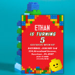 Colorful Building Blocks Birthday Kids Party Invitation<br><div class="desc">This playful birthday invite was inspired by a day of stepping on tiny bricks (every parent knows that feeling!) and imagining a world kids build piece by piece. Bright colors,  bold shapes,  and a cheerful character set the tone for a fun,  creative celebration your little builder will love!</div>