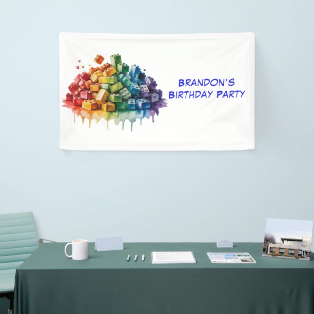 Colorful Building Blocks Birthday Party  Banner (Tradeshow)