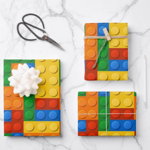 Colorful Building Blocks Birthday Wrapping Paper Sheets