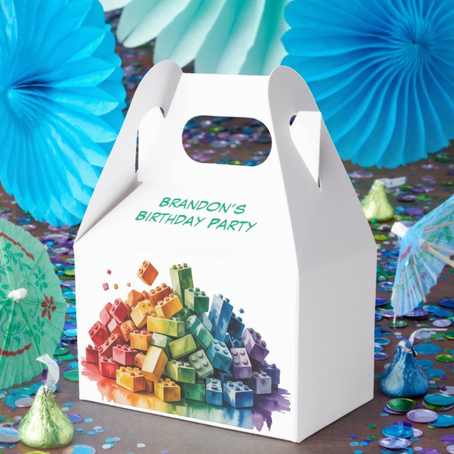 Colorful Building Blocks Explosion Birthday Party Favor Boxes (Party)