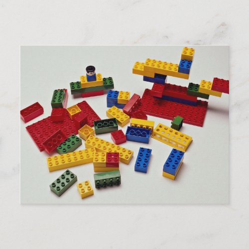 Colorful building blocks for kids postcard