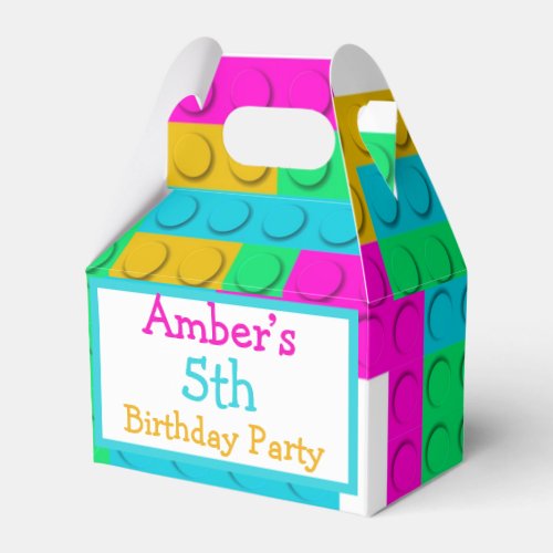 Colorful Building Blocks Girl Birthday Party  Favor Boxes