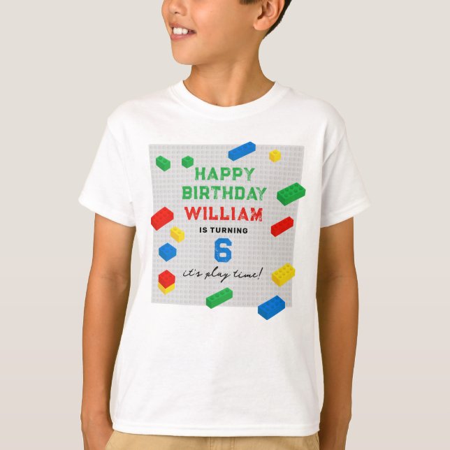 Colorful Building Blocks Kids Birthday  T-Shirt (Front)