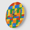 Colorful Building Blocks Large Clock | Zazzle