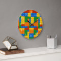 Colorful Building Blocks Large Clock | Zazzle