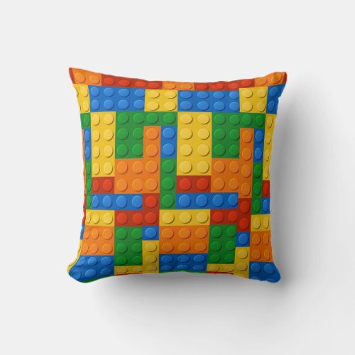 Colorful Building Blocks Throw Pillow