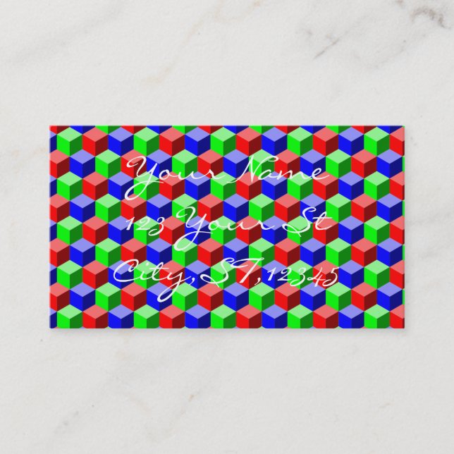 Colorful Building Blocks Thunder_Cove 3-D Business Card (Front)