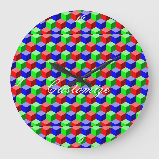 Colorful Building Blocks Thunder_Cove 3-D Large Clock (Front)