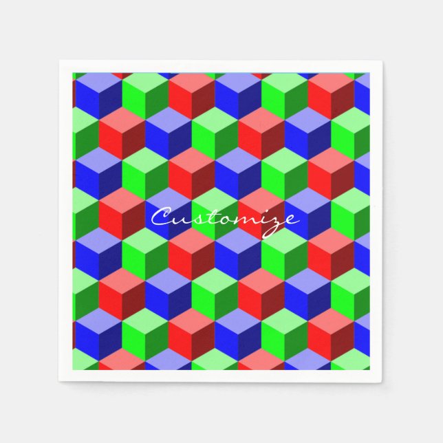 Colorful Building Blocks Thunder_Cove 3-D Napkins (Front)