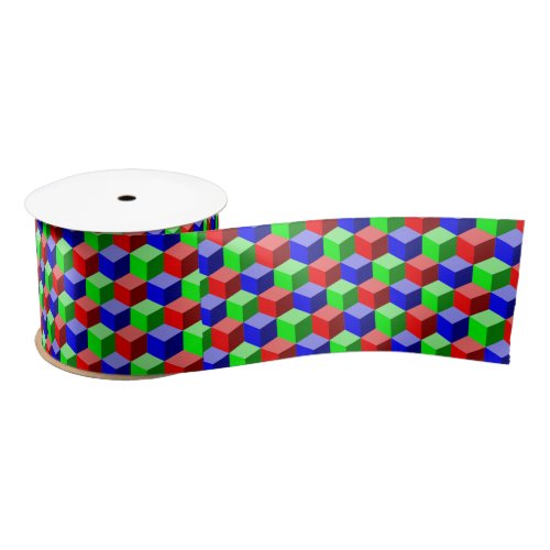 Colorful Building Blocks Thunder_Cove 3_D Satin Ribbon