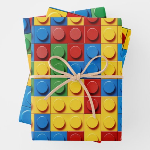 Colorful Building Blocks  Wrapping Paper Sheets
