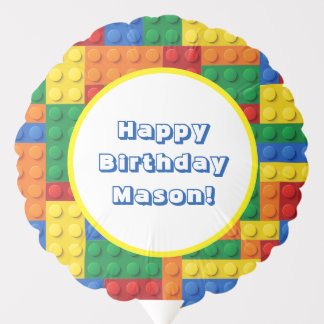 Colorful Building Bricks Blocks | Custom Birthday Balloon