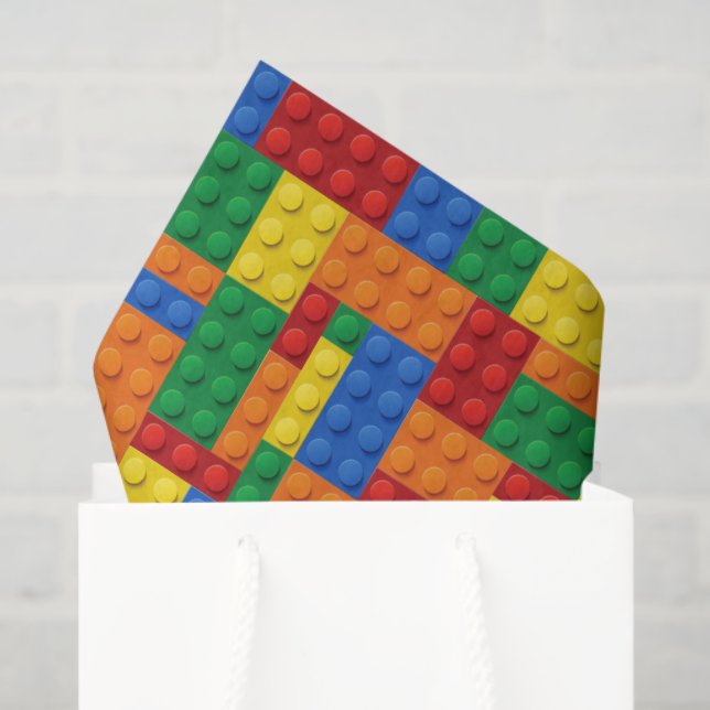 Colorful Building Bricks Blocks | Custom Tissue Paper (Gift Bag)