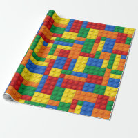 Colorful Building Bricks Blocks | Custom Wrapping Paper