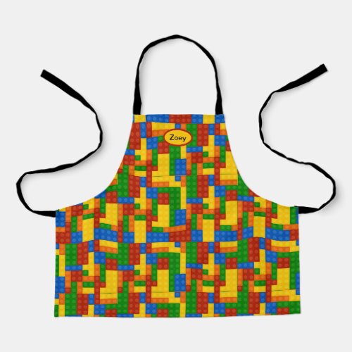 Colorful Building Bricks Kids Personalized Apron