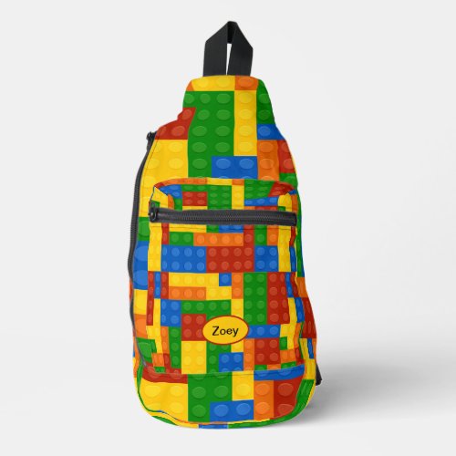 Colorful Building Bricks Kids Personalized Sling Bag