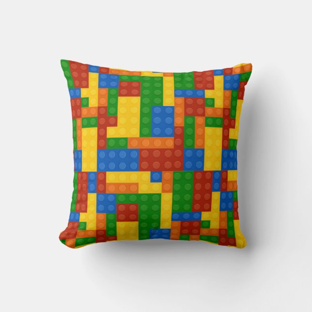 Colorful Building Bricks Kids Throw Pillow (Front)