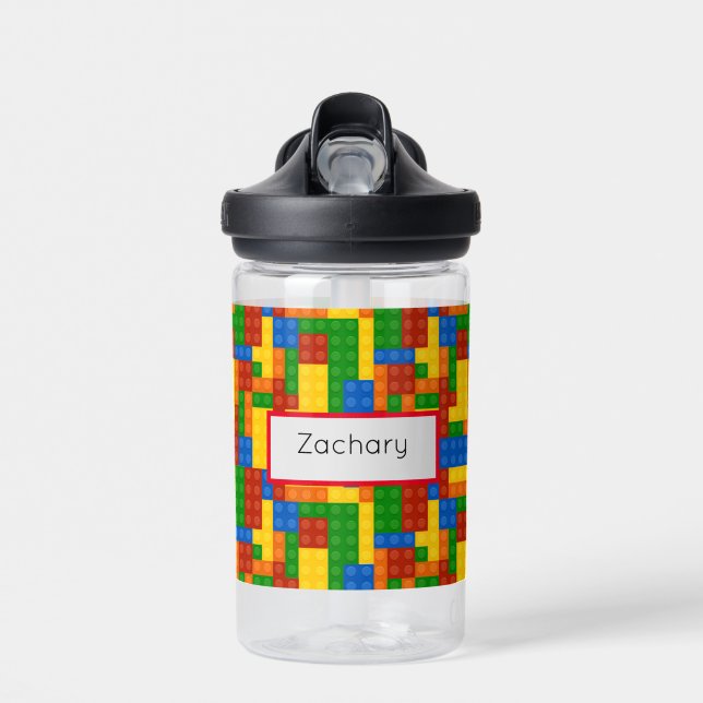 Colorful Building Bricks Kids Water Bottle (Front)